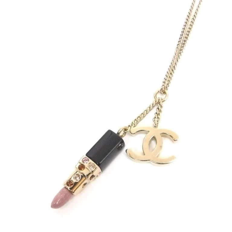 CHANEL CC CoCo Loghi Collana Ciondoli Rossetto GP (42) Oro 007125K Autentico