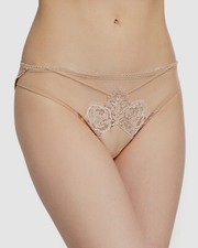 147 Lise Charmel Women Beige Lace Low Rise Ecrin Glamour Italian Brief Size 1/S