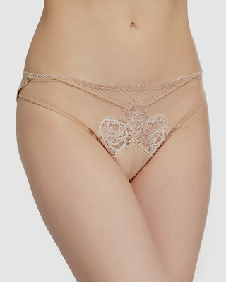 $147 Lise Charmel Women Beige Lace Low Rise Ecrin Glamour Italian Brief Size 1/S