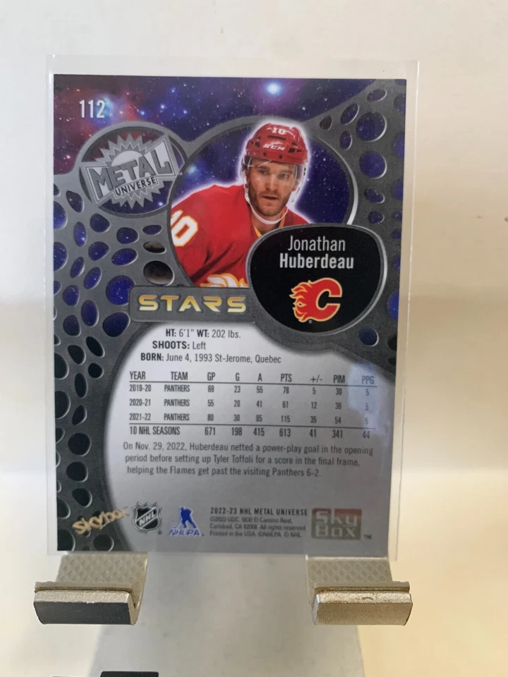2022-23 Skybox Metal Universe Stars Jonathan Huberdeau #112 Calgary Flames - Image 2 of 2