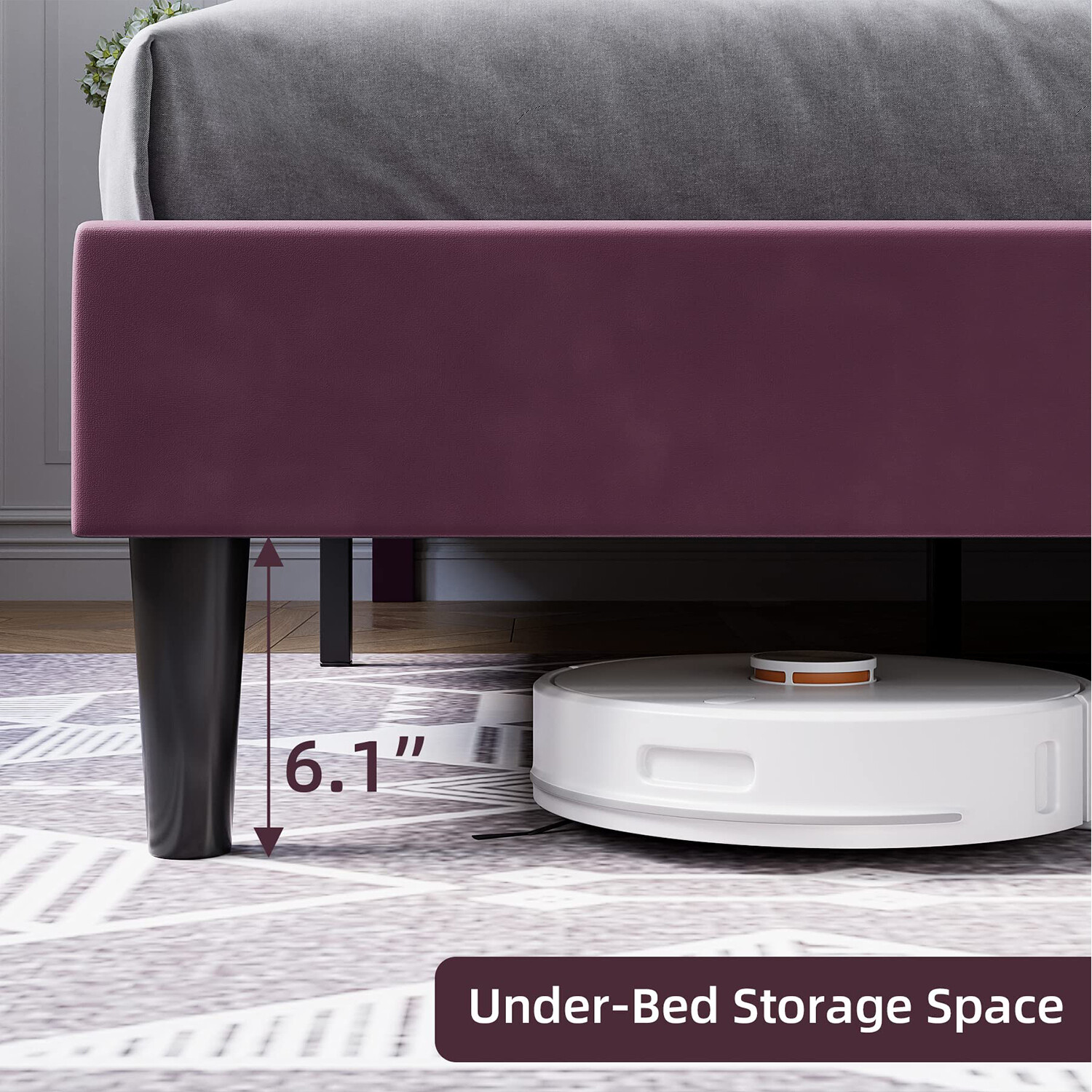 Queen Size Bed Frame Platform With Adjustable Headboard Mattress Foundation