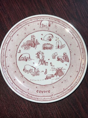 Spode EEYORE Plate 2003 Classic Pooh Discovery Cranberry Pink Disney Showcase