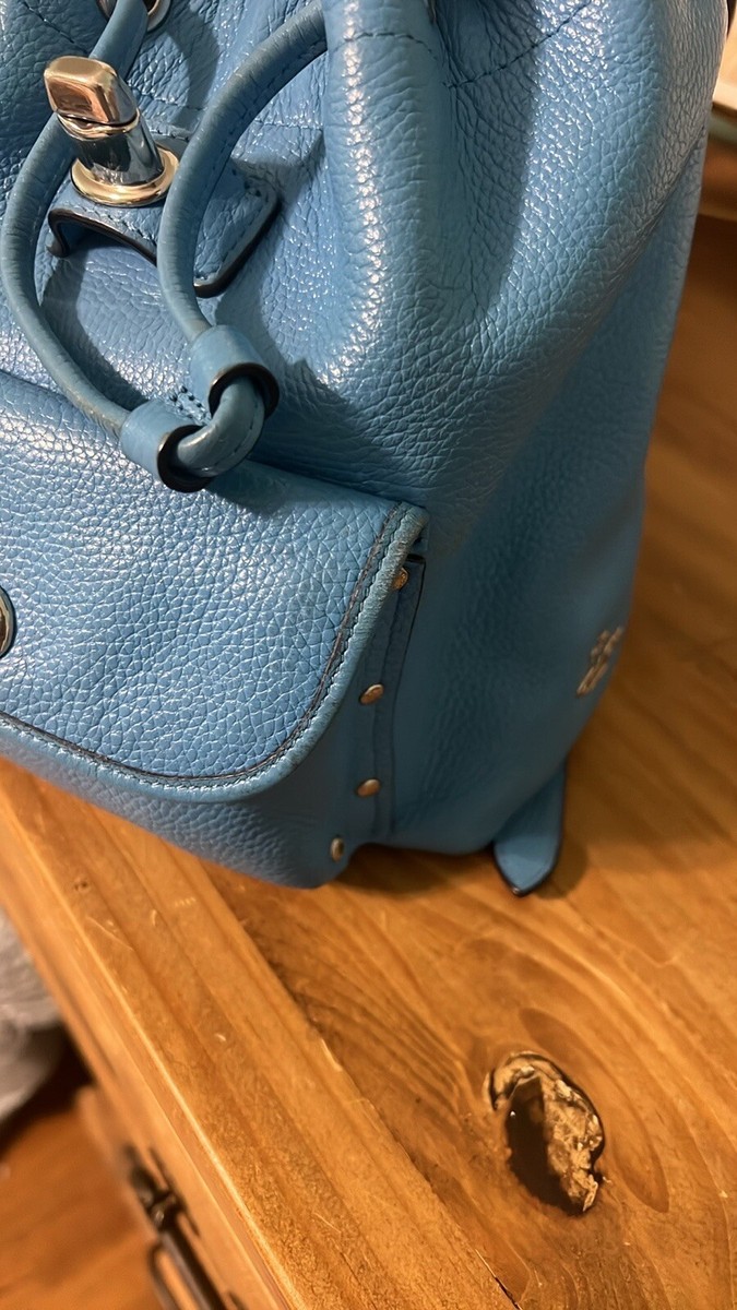 COACH Azure Blue Leather Mini Turnlock Rucksack Backpack  display picture 1