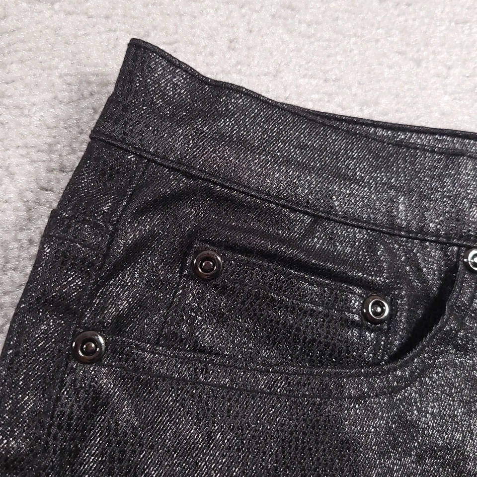 Pantalones para mujer DG2 By Diane Gilman 10P plateados brillantes estampado de serpiente corte bota elástico Foto 4 de 4