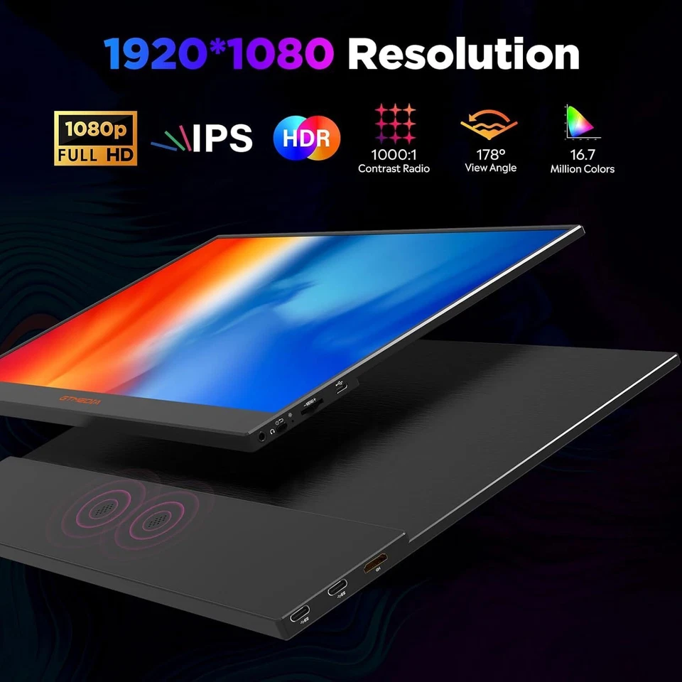 GTMEDIA S15 USB-C Portable Monitor 15.6” Screen 1080P FHD IPS Screen for laptop - Image 3 of 4