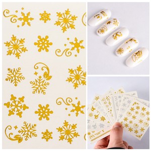 Xmas Snowflake Deer Nail 3D Adhesive 16 Patterns Gold Nail 