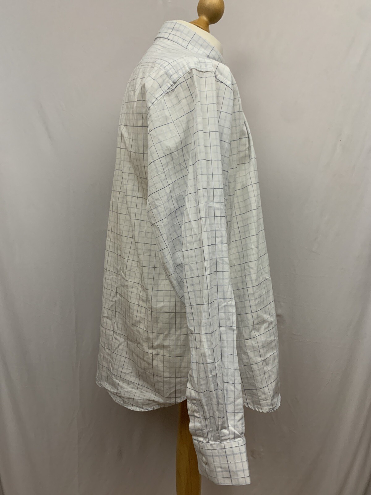 Camicia da uomo Yves Saint Laurent YSL a maniche lunghe a quadretti bianca taglia XL