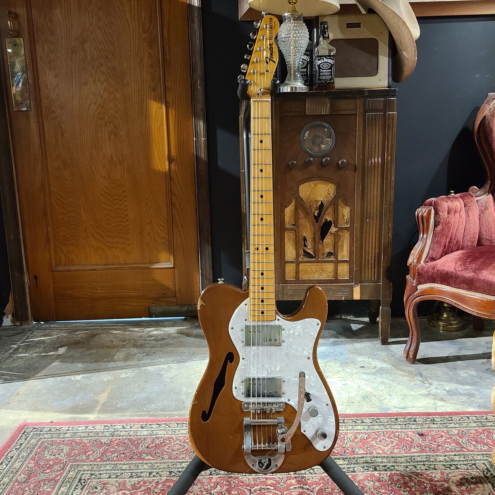 1972 Fender Telecaster thinline Factory installed Bigsby - Mahogany Body