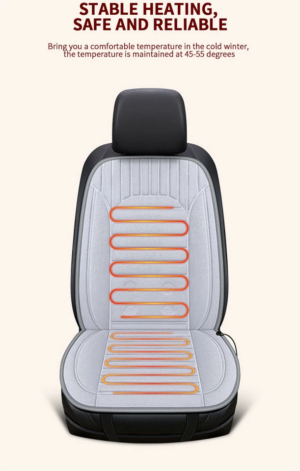 Cojín térmico de asiento de coche calefacción rápida con interruptor de ajuste de temperatura para frío invierno Foto 3 de 4