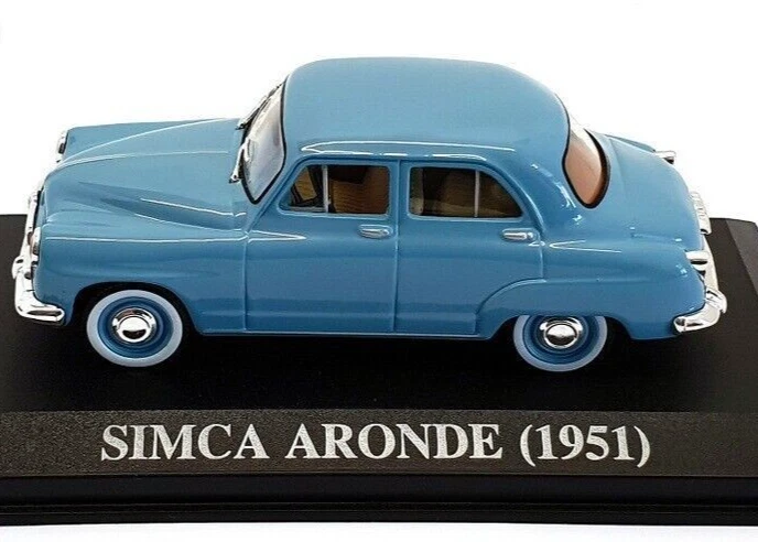 SIMCA Aronde 1951 scala 1/43 in vetrinetta SIGILLATA display case azzurra - Immagine 2 di 4