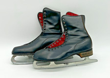 Vintage Black Leather Sheffield Steel Canada Classic Men's Figure Skates Size 9