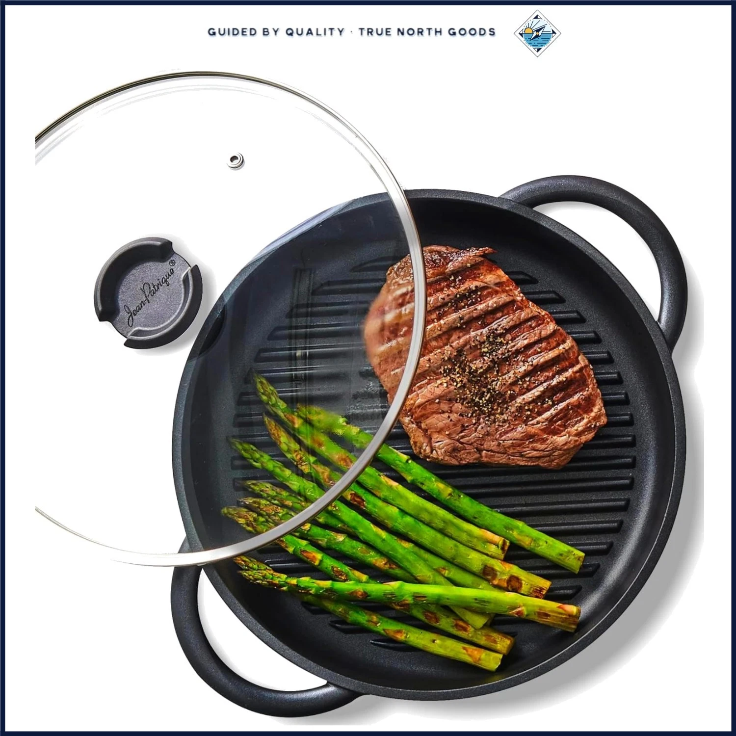 Cast Aluminum Griddle Pan with Lid for Stovetop and Oven Cooking Uses