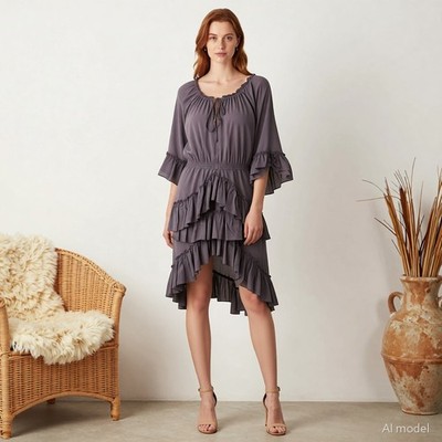 Sommerkleid Twist & Tango Grau Gr. 36 Baumwolle Hänger Rundhals 3/4 Ärmel