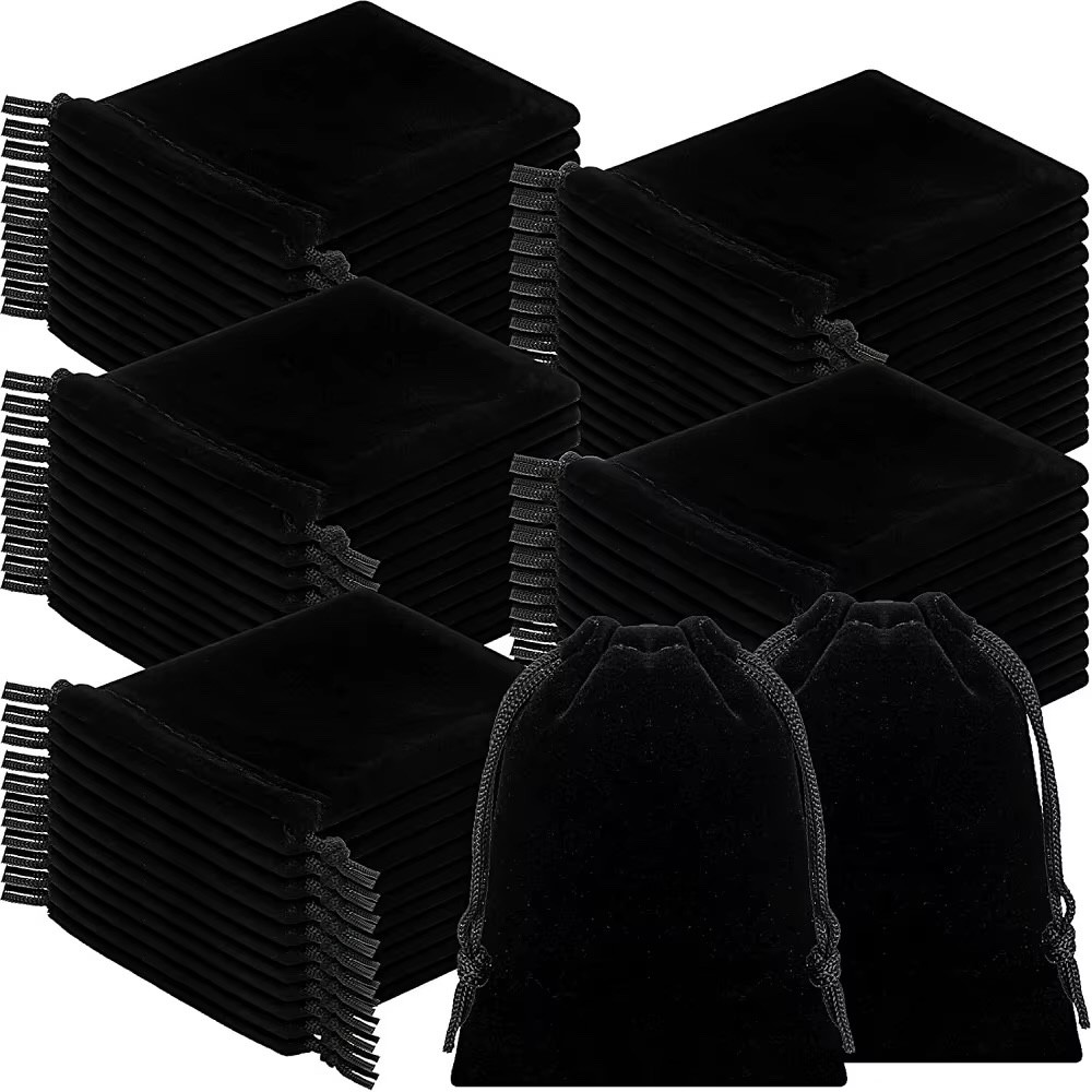 50 pcs Black 5x7 cm Jewelry Pouches Velvet Gift Bags Lot of 50 Small Bags