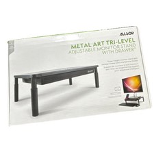 Allsop Adjustable Tri-Level Monitor Stand with Drawer Black