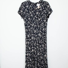 VTG Danny & Nicole Womens Floral Maxi Dress Size 12 Tall Black Cottagecore Fairy