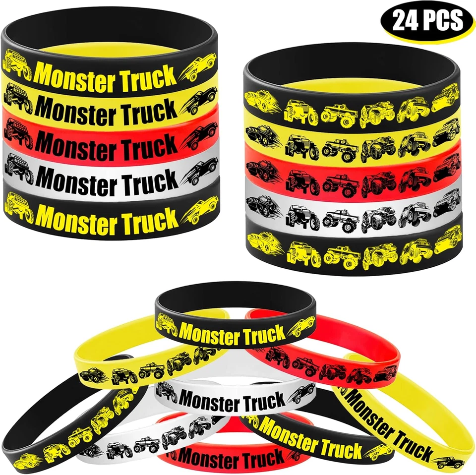 24 PIEZAS Pulseras de Goma Monster Truck Pulseras de Silicona - Suministros para Fiesta de Coche Grande Foto 2 de 4