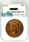1935-S Rare Date   Peace Dollar Gem BU Rainbow Color Toned