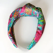 Lilly Pulitzer Satin Wide Knotted Headband Seabreeze Blue Walking on Sunshine