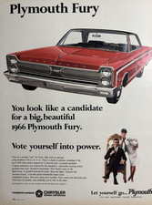 1966 Plymouth Fury Automobile Power Chrysler Motors Sport 4 Barrel VTG Print Ad