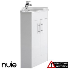 Nuie Mayford Gloss White Corner 2 Door Cabinet & Basin - NVC180A