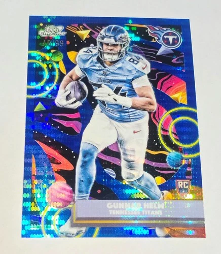 2025 Topps Cosmic Chrome RC  Gunnar Helm Blue Moon Refractor 46/99-Titans