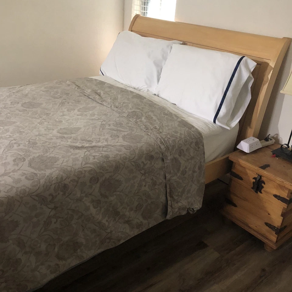 Пододеяльник Southern Living King 100% хлопок цветочный серый королевский 92x96 дюймов б/у в отличном состоянии - Изображение 4 из 4