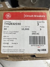 GE Industrial THQB32030 30A 240V 3P Circuit Breaker  3 breakers in box 