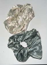 Large Satin Hair Scrunchies Soft Comfortable Hair Ties For Women Pair Sage Green