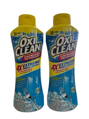 Oxi Clean Dishwasher Detergent 4X Extreme Power Crystals 32loads Ea. New 2 Pack