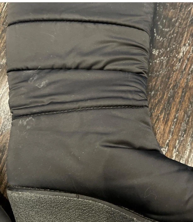 Kate Spade Botas de Invierno Negras Cagney Satén Arco Hinchado Mujer’s Talla 8 Cuña Foto 2 de 4