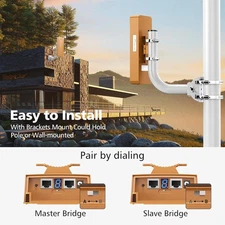 CPE468 Dual Band Wireless Bridges with Bracket Mounts, 3KM Long Range Gigabit...