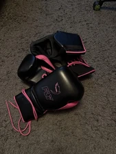 Black and Pink Boxing FLY SET (groin protector + gloves)