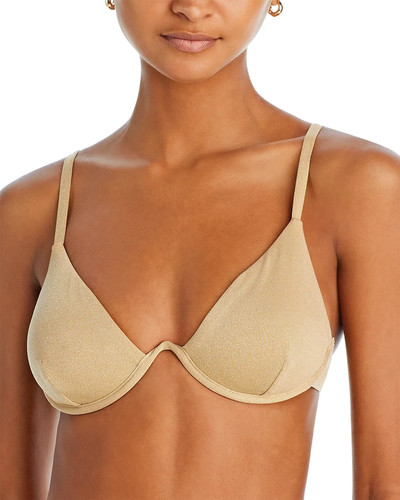 Aqua Swim Metallic Triangle Underwire Bikini Bra Top, Gold, M, L, XL - Foto 2 di 8