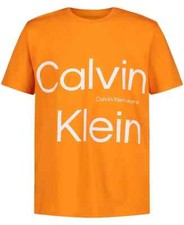 CALVIN KLEIN Big Boys logo Rugged Short Sleeve T-shirt Orange Size L