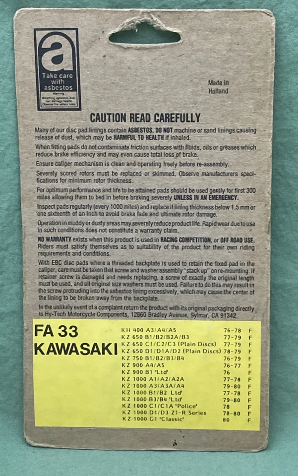 NUEVO GENUINO EBC FA33 Base Orgánica FA Pastillas de Freno PARA KAWASAKI Foto 3 de 3
