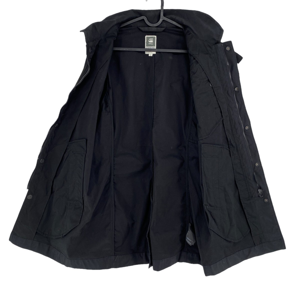 G-STAR RAW PELTZ GARBER Black Cotton Blend Trench Coat Size