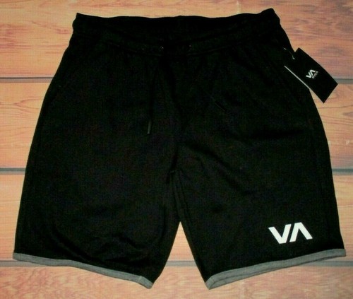 MENS RVCA DRAWSTRING BLACK SWEAT SHORTS 