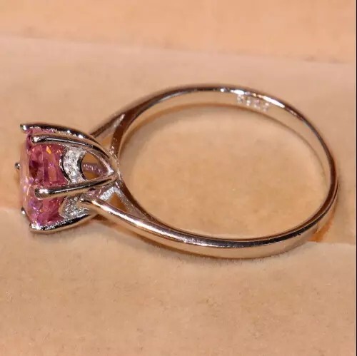 4CT Rosa Tratados Diamante Anillo Gran Luster VVS1 Certificado! Navidad Regalo - Imagen 3 de 5