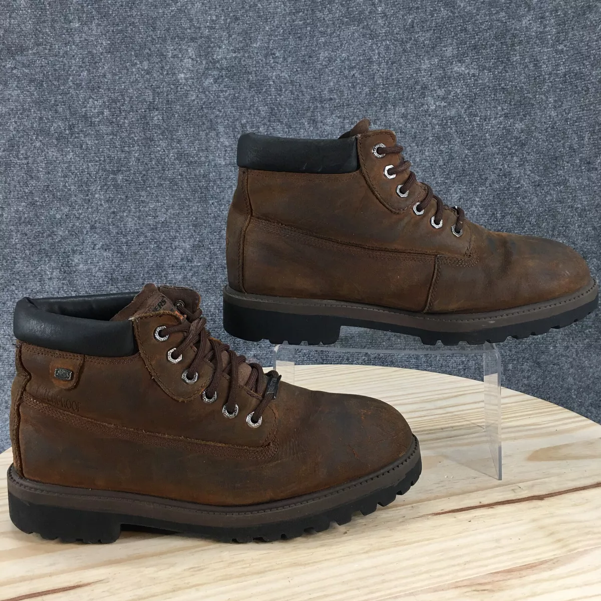Skechers Boots Mens 12 Ankle Hiking Combat Casual 4442 Brown