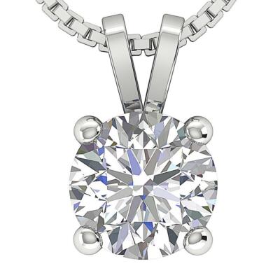 Prong Set Solitaire Pendant VVS F 1.50 Ct Lab Grown Round Diamond 14K White Gold