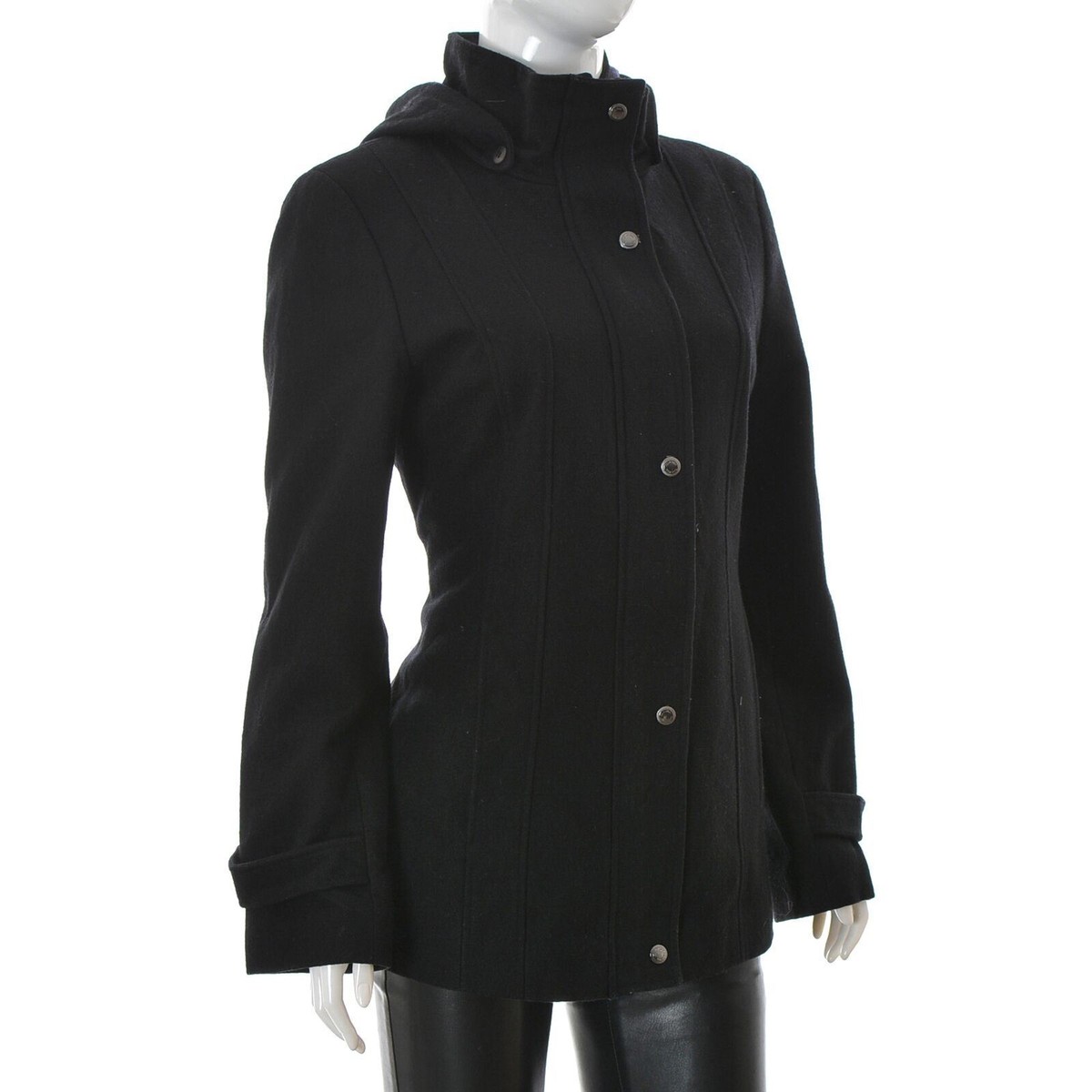 Calvin Klein for lady Women Hooded Wool Peacoat Button Jacket Size