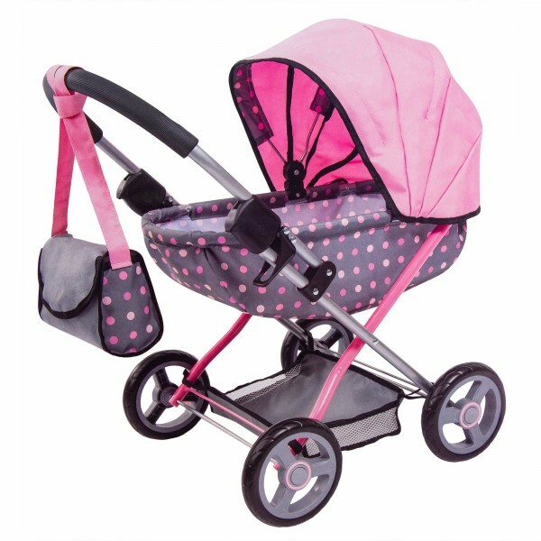 Bayer Cosy Doll Pram Grey with Pink Dots and Fairy Australia
