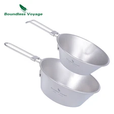 300ml 450ml Titanium Bowl Sierra Cup Outdoor  Camp Pot with Folding Handle