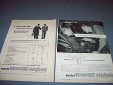 VINTAGE..(2PC) 1958-59 VICKERS VISCOUNT 810/840...ORIGINAL SALES ADS  (522K)