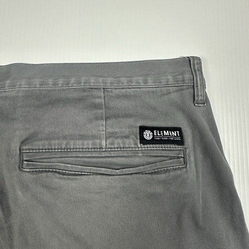 Pantalones Cortos Chinos Element Para Hombre Talla 36 Gris Ropa de Patín Cremallera Mosca Elástico Algodón Sarga - Imagen 8 de 10