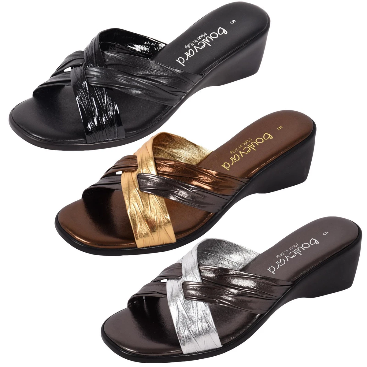 Ladies wedge mule sandals sale