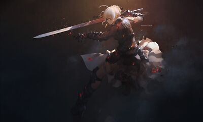 Anime artwork fatestay night saber alter sword fate Custom Gaming Mat Desk