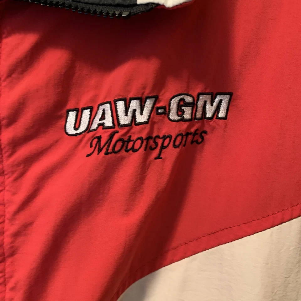 Vintage 80’s UAW Motorsports Racing Windbreaker Jacket Red & Black - Image 2 of 4