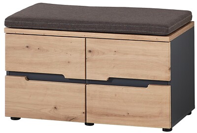 Garderobenbank Schuhbank Sitzbank Eiche graphit inkl. Kissen B 80 cm